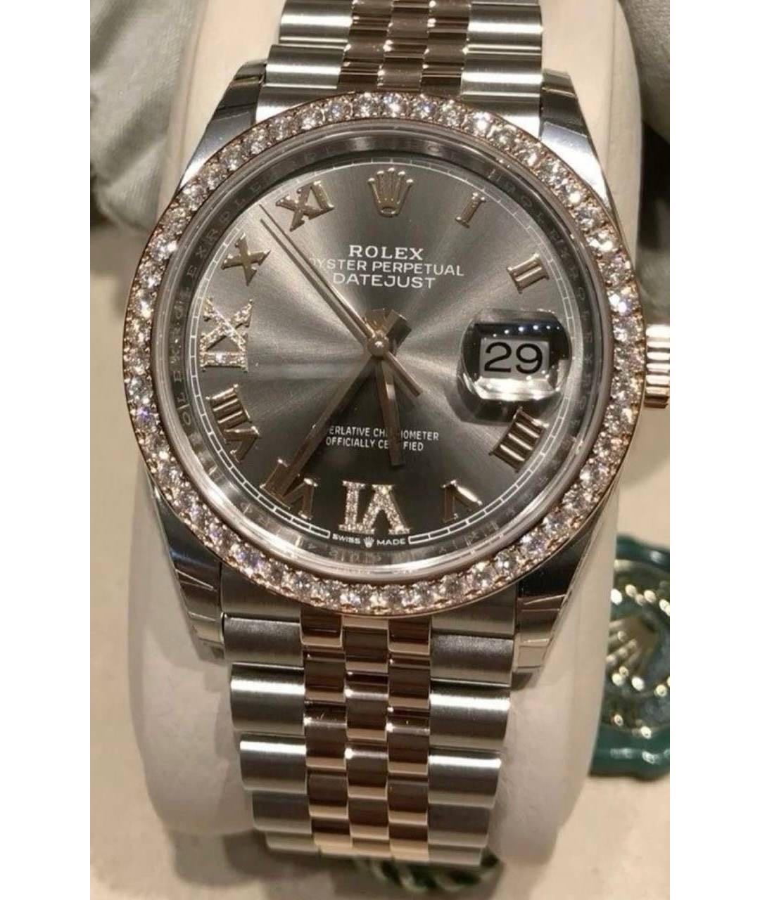 ROLEX Серые часы из розового золота, фото 5
