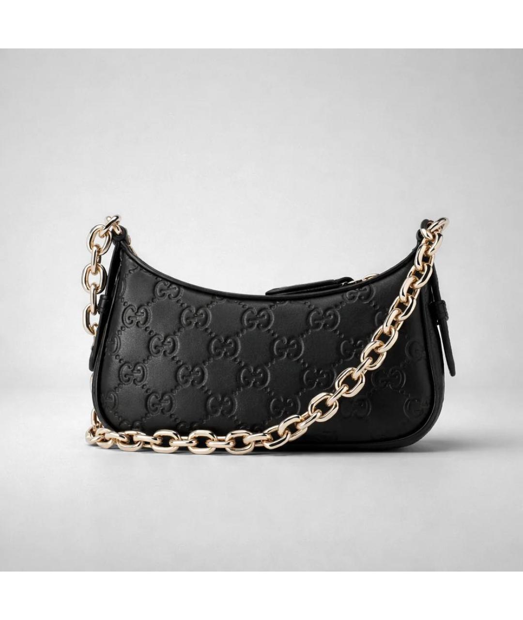 GUCCI Черная кожаная сумка через плечо, фото 2