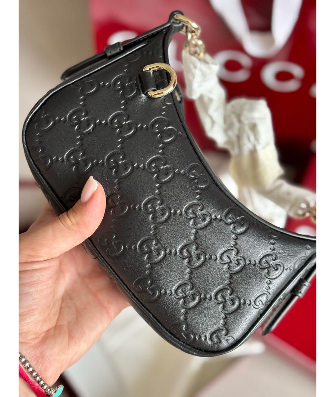GUCCI Черная кожаная сумка через плечо, фото 4