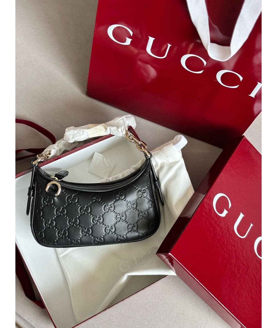 GUCCI Черная кожаная сумка через плечо, фото 3