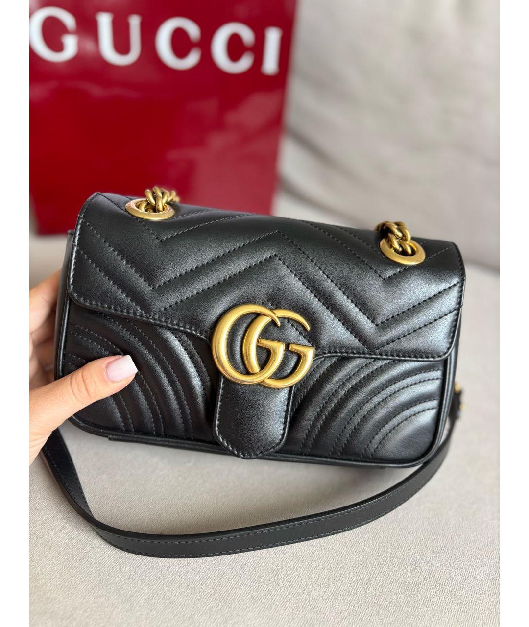 GUCCI Черная кожаная сумка через плечо, фото 5