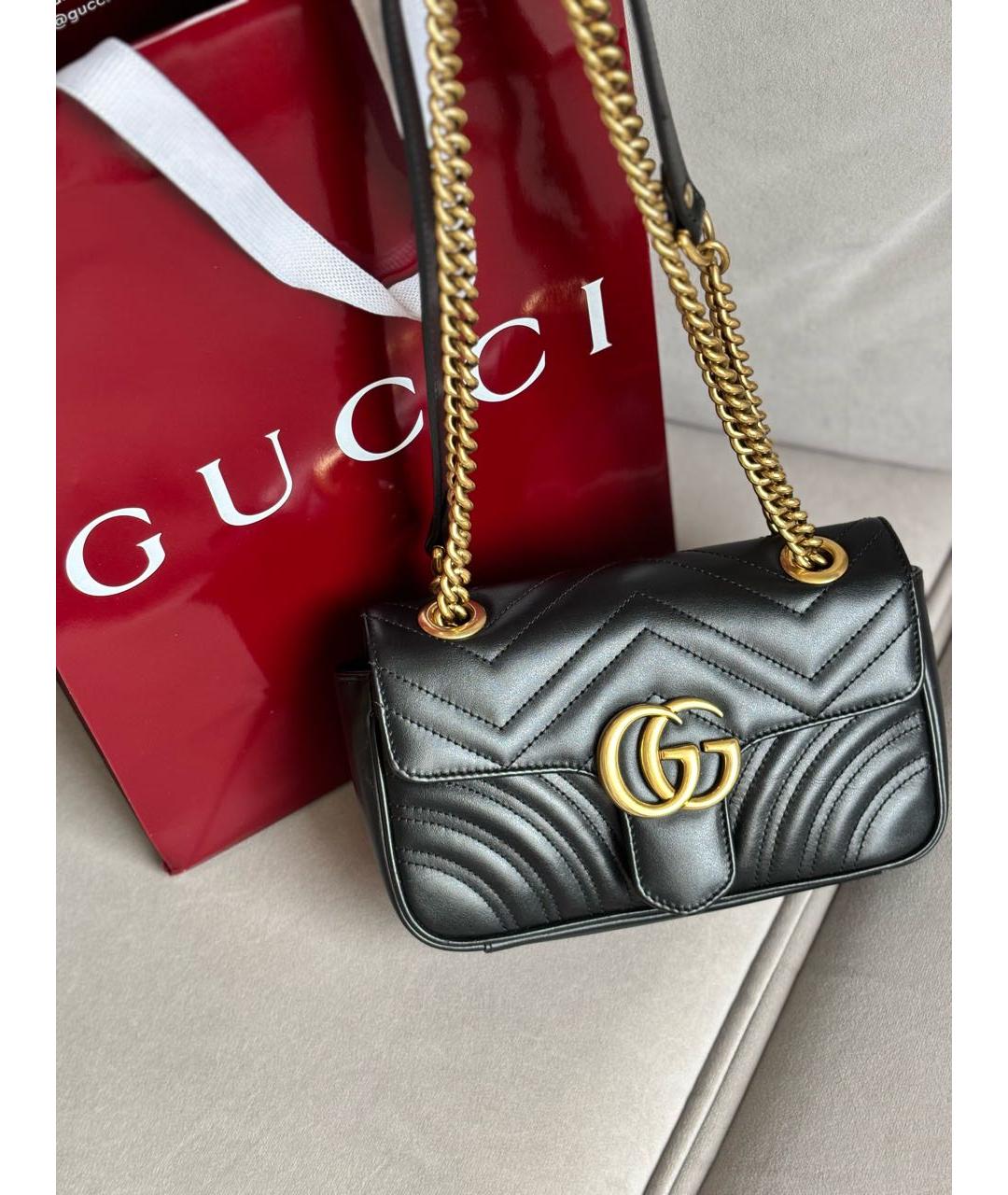GUCCI Черная кожаная сумка через плечо, фото 2