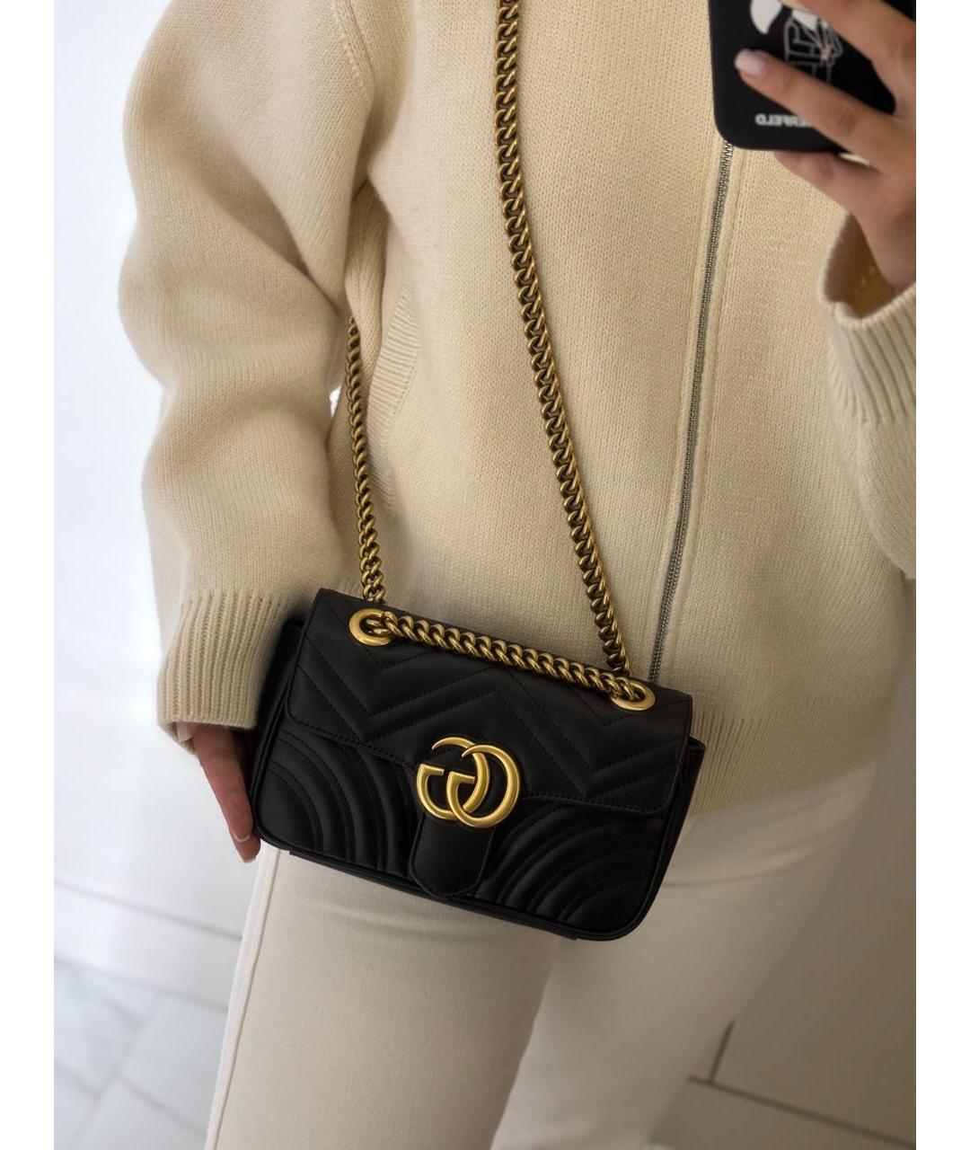GUCCI Черная кожаная сумка через плечо, фото 4