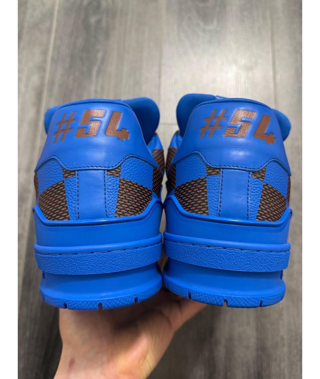LOUIS VUITTON Синие кожаные низкие кроссовки / кеды, фото 5