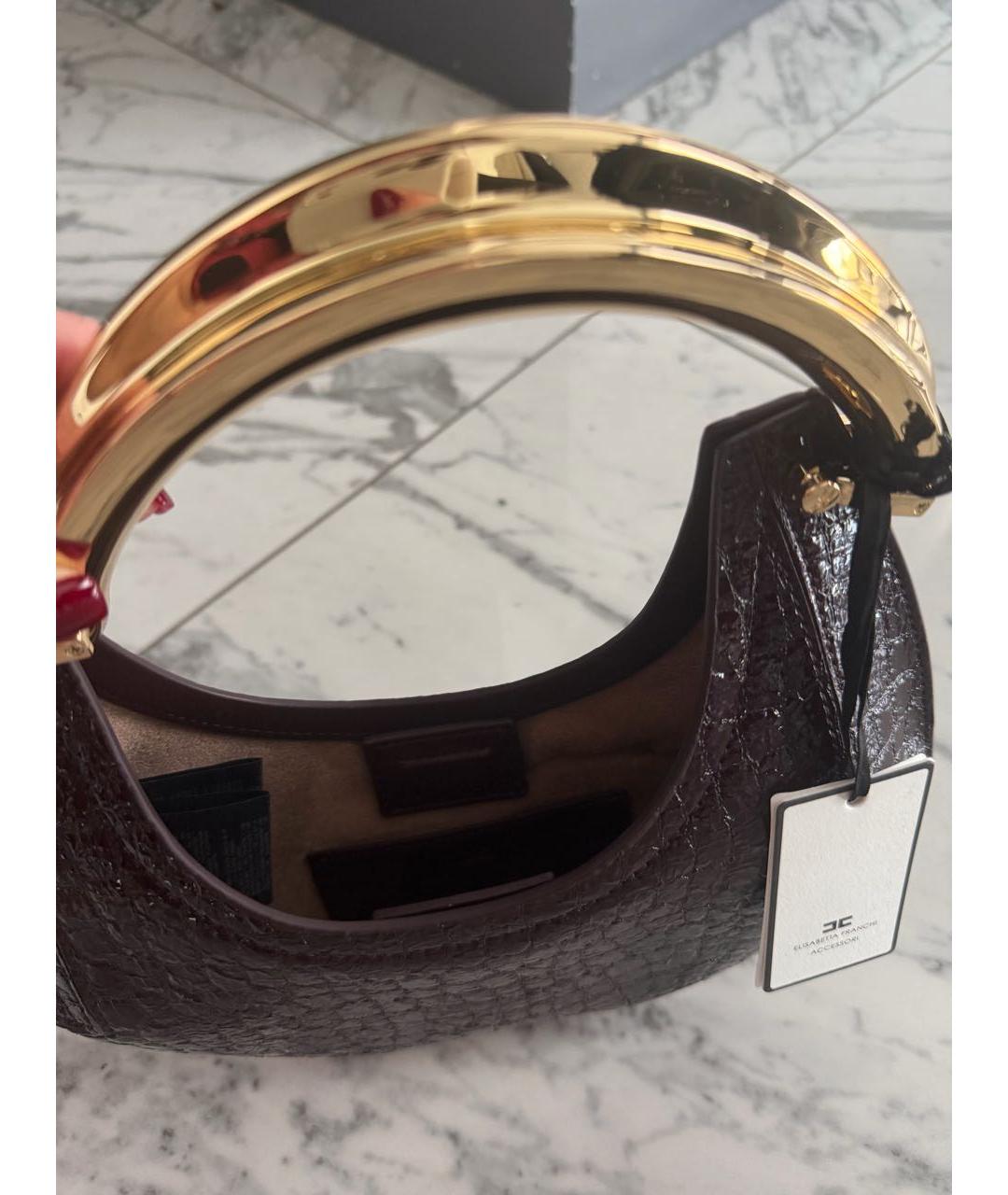 ELISABETTA FRANCHI Бордовая сумка с короткими ручками из искусственной кожи, фото 4