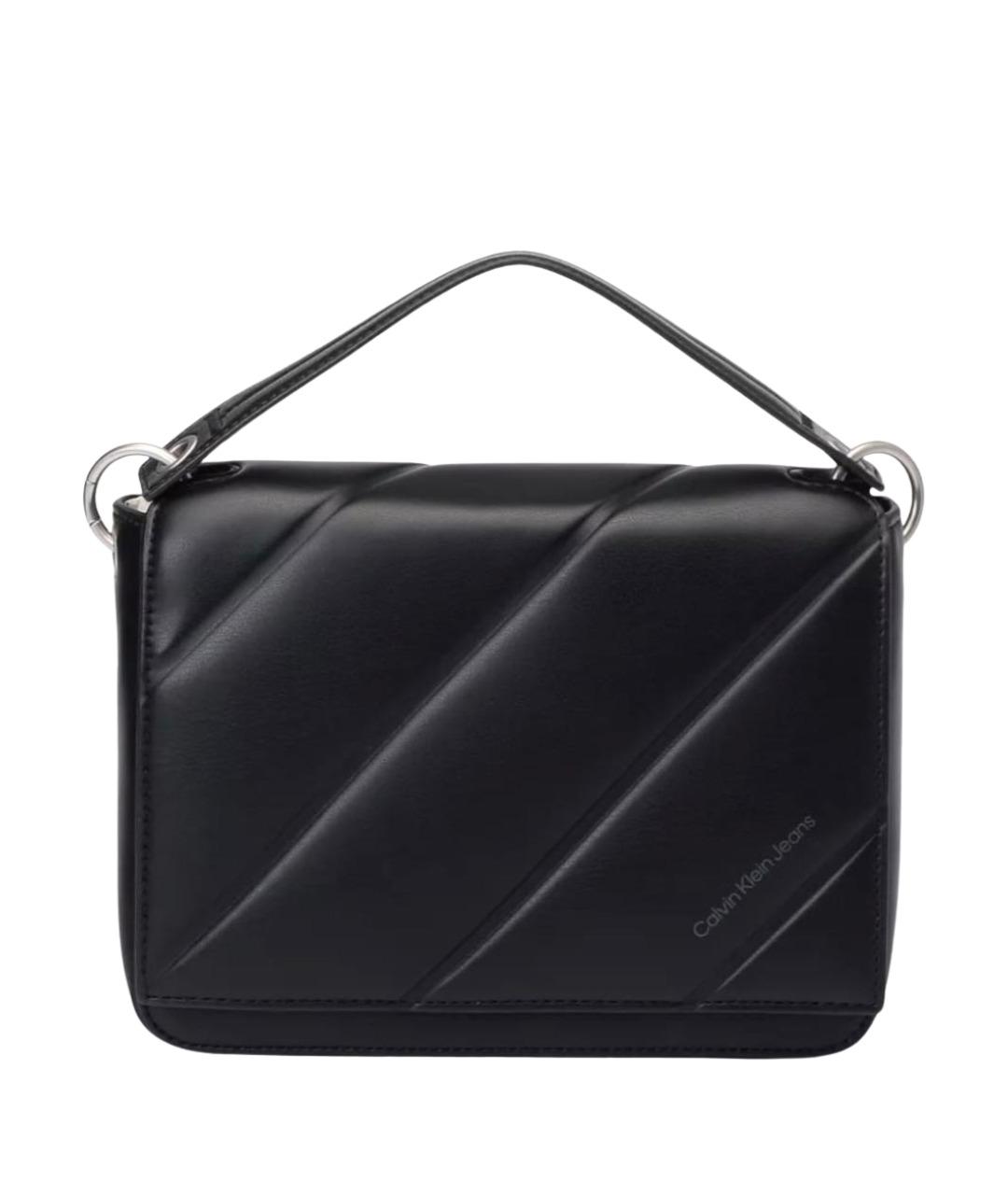 CALVIN KLEIN Черная сумка с короткими ручками из искусственной кожи, фото 1