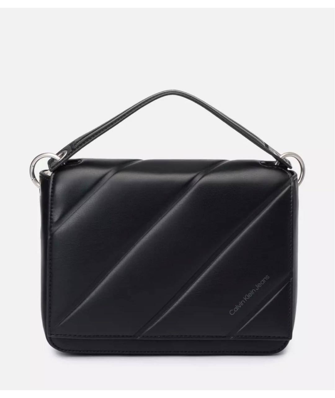 CALVIN KLEIN Черная сумка с короткими ручками из искусственной кожи, фото 4