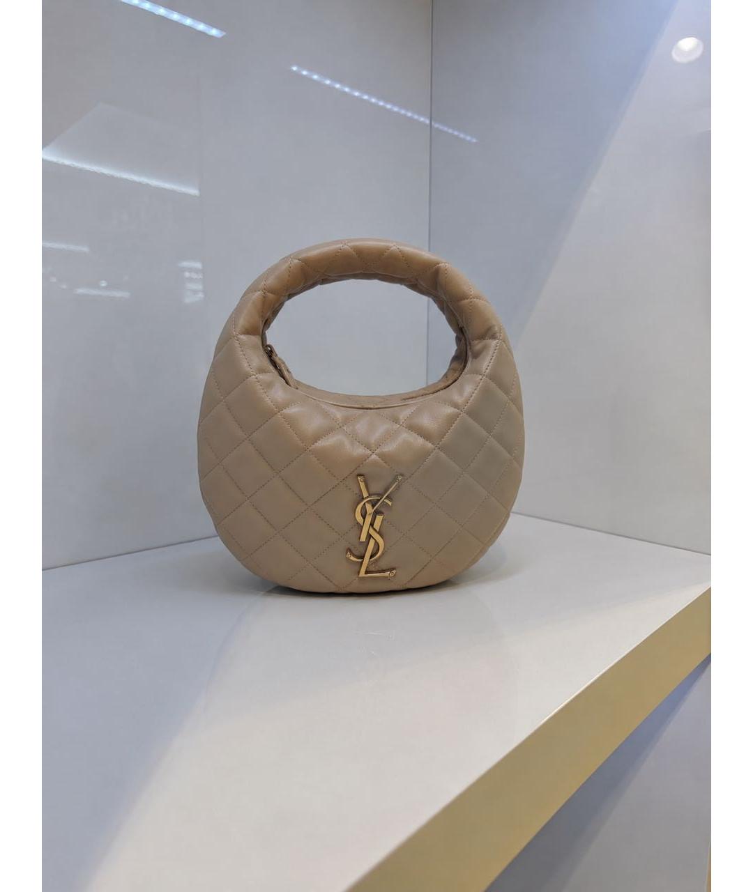 SAINT LAURENT Бежевая кожаная сумка тоут, фото 2