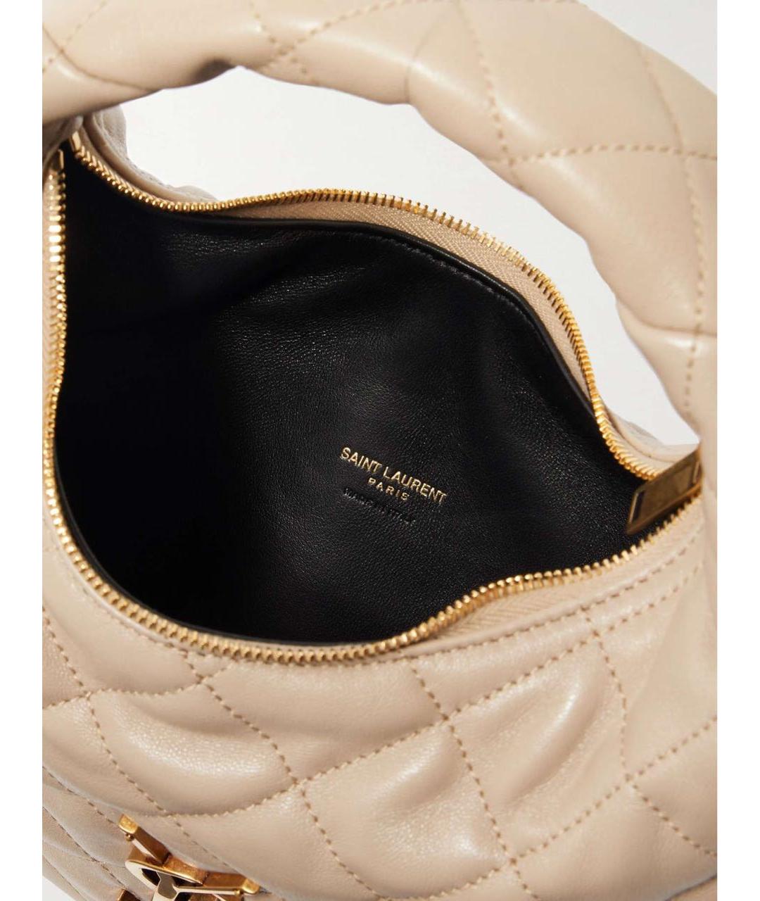 SAINT LAURENT Бежевая кожаная сумка тоут, фото 7