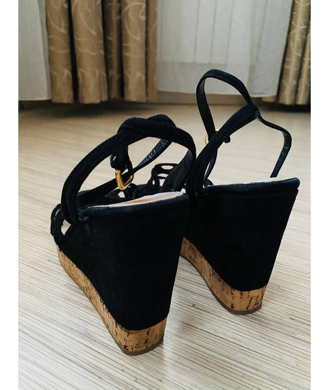 PRADA Черные бархатные босоножки, фото 4