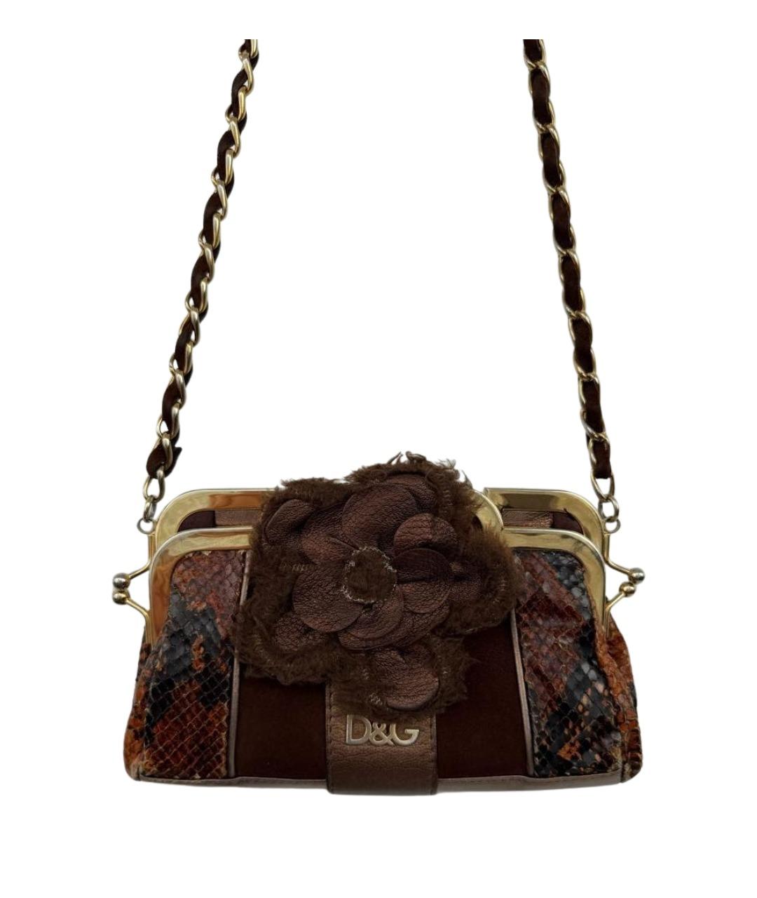 DOLCE&GABBANA Коричневая кожаная сумка через плечо, фото 1