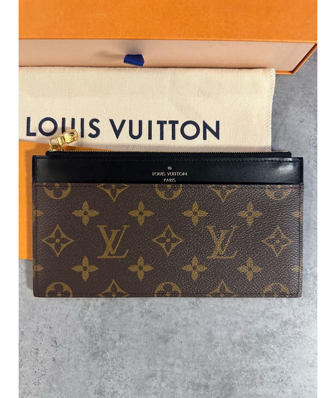 LOUIS VUITTON Коричневый кожаный кошелек, фото 5