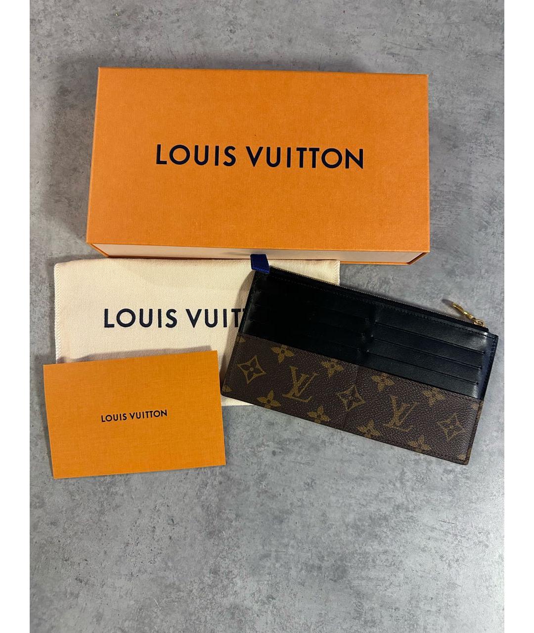 LOUIS VUITTON Коричневый кожаный кошелек, фото 4