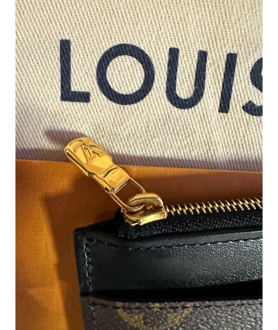 LOUIS VUITTON Коричневый кожаный кошелек, фото 3