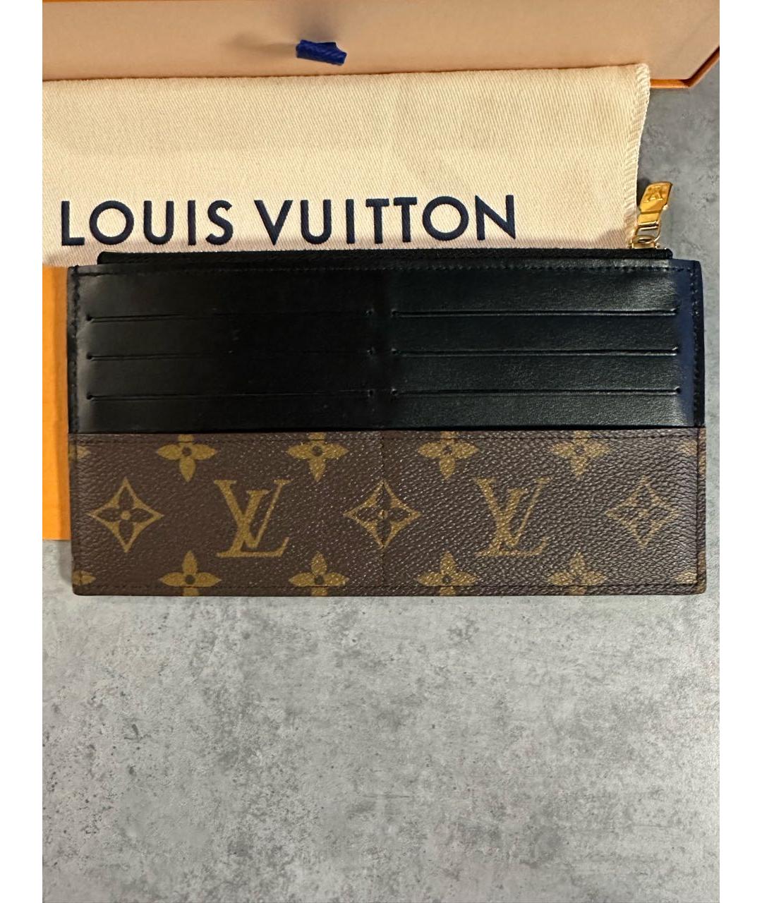 LOUIS VUITTON Коричневый кожаный кошелек, фото 2