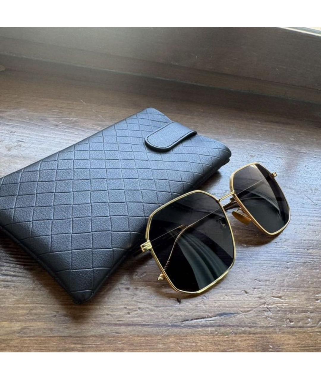 BOTTEGA VENETA Золотые металлические солнцезащитные очки, фото 2