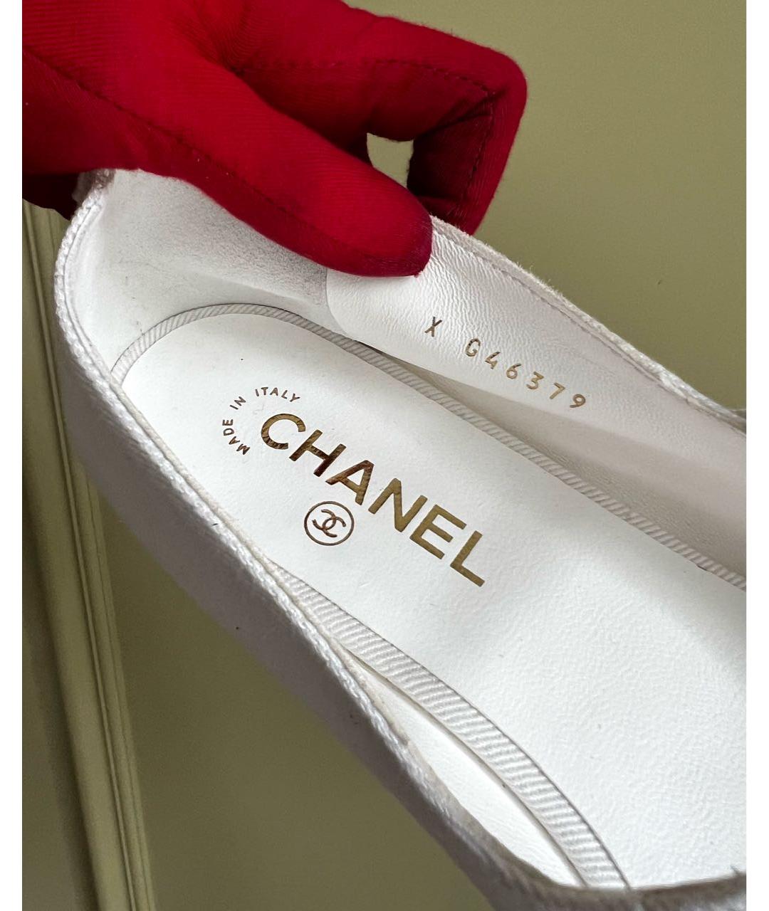 CHANEL Белые текстильные балетки, фото 8