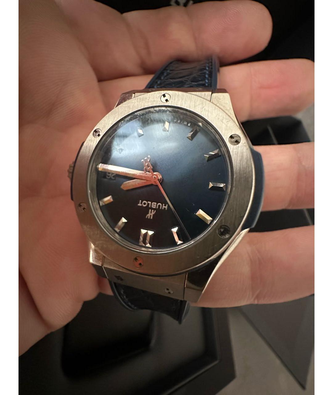 HUBLOT Темно-синие титановые часы, фото 6
