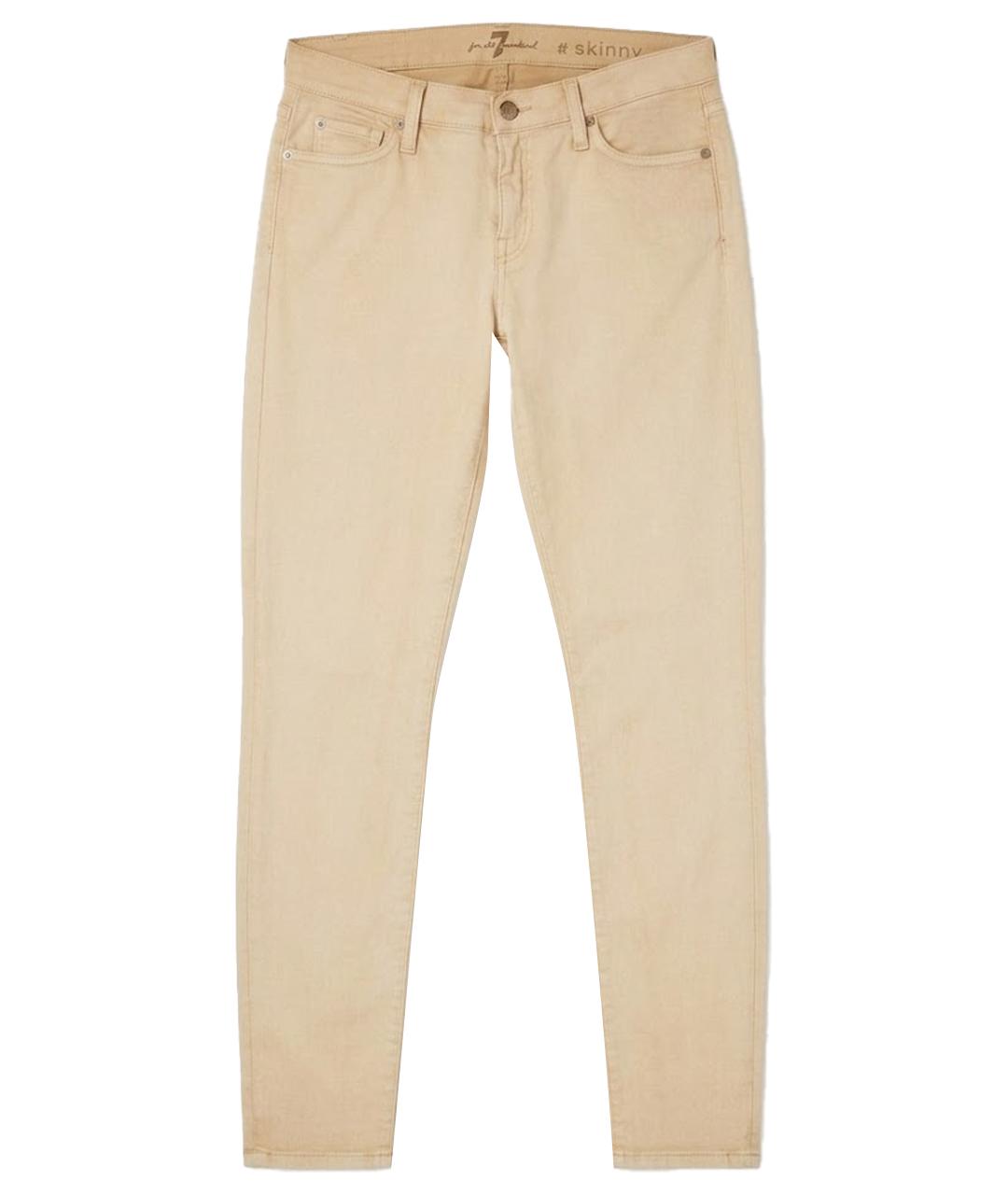 7 FOR ALL MANKIND Бежевые хлопко-эластановые брюки узкие, фото 1