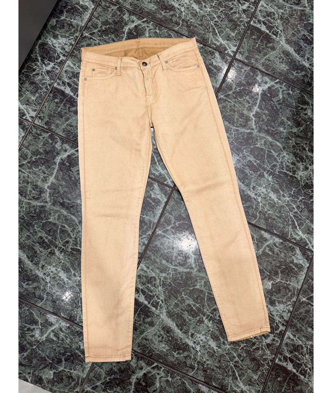 7 FOR ALL MANKIND Бежевые хлопко-эластановые брюки узкие, фото 8