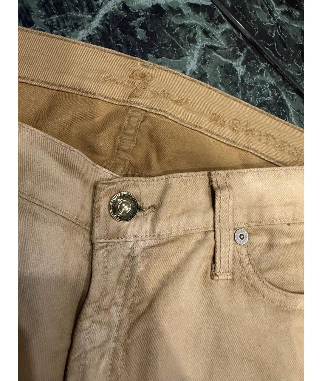7 FOR ALL MANKIND Бежевые хлопко-эластановые брюки узкие, фото 2