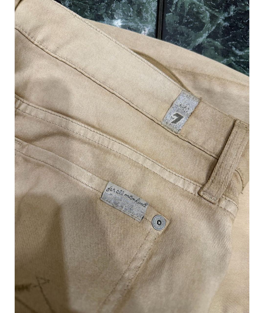 7 FOR ALL MANKIND Бежевые хлопко-эластановые брюки узкие, фото 3