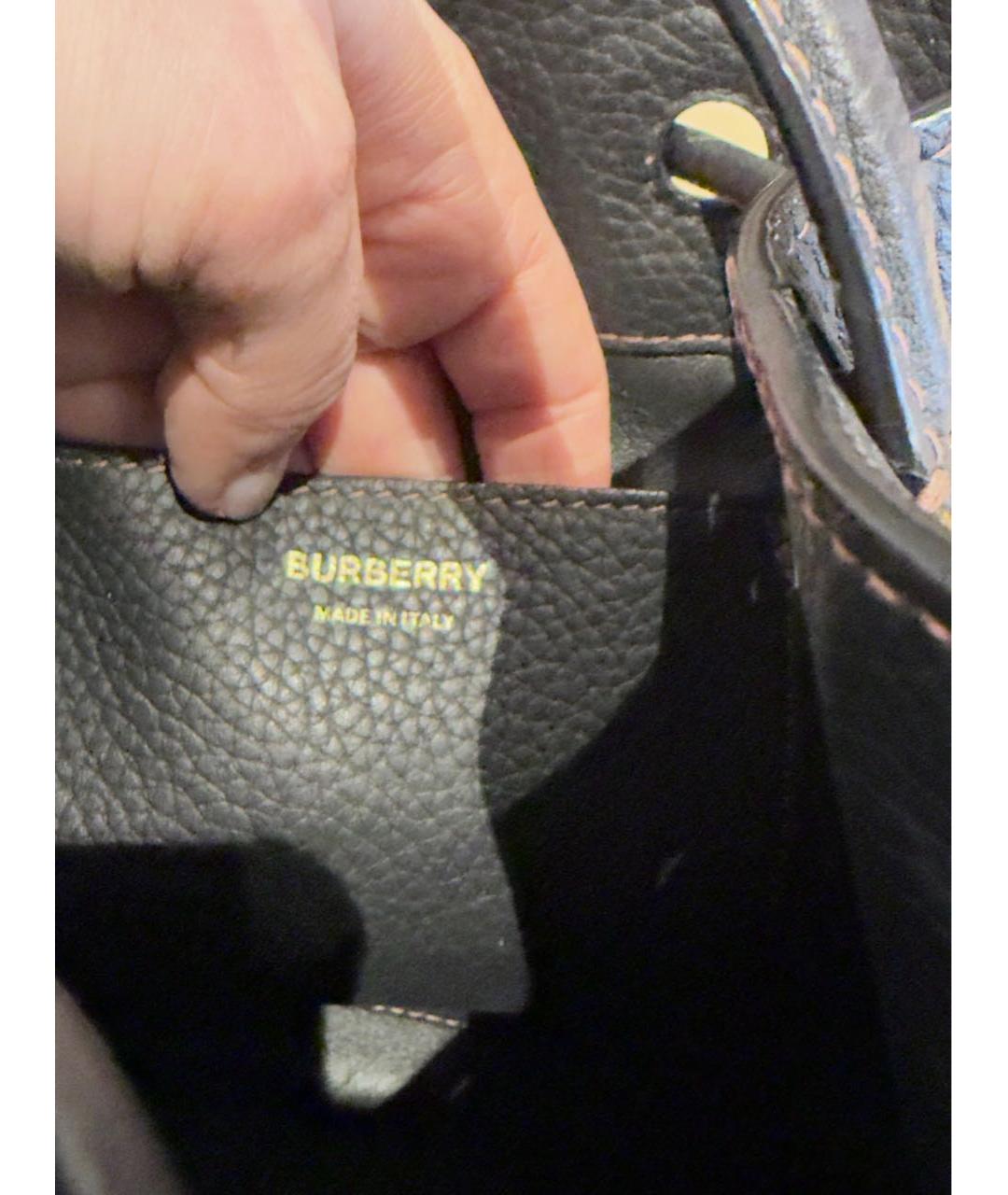 BURBERRY Черная кожаная сумка тоут, фото 5