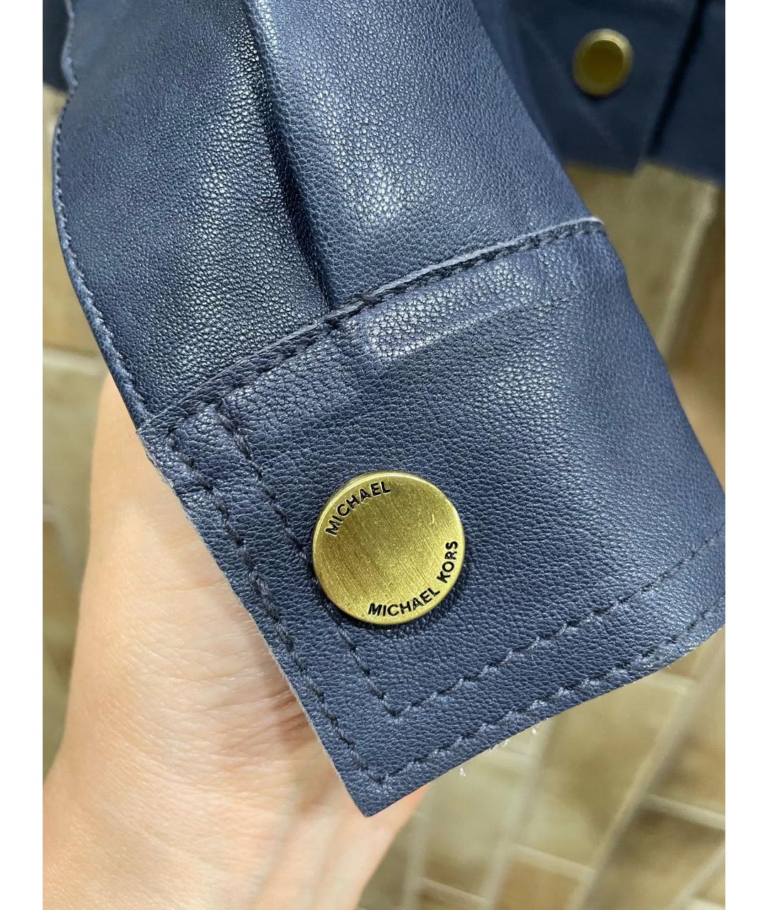 MICHAEL MICHAEL KORS Темно-синяя кожаная куртка, фото 4
