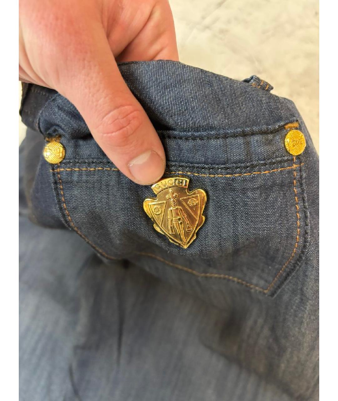 GUCCI Антрацитовые хлопковые прямые джинсы, фото 5