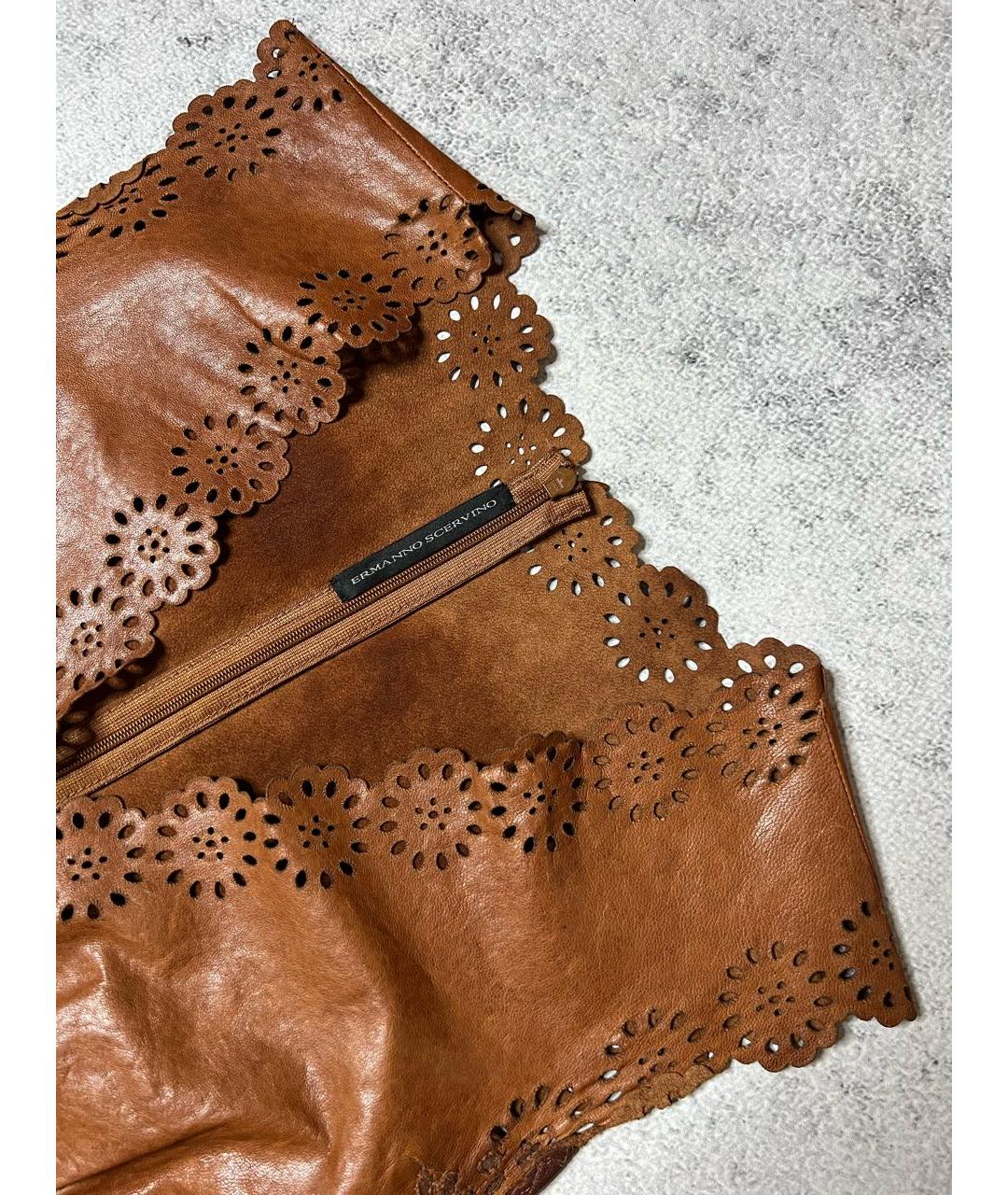 ERMANNO SCERVINO Коричневое кожаное платье, фото 4