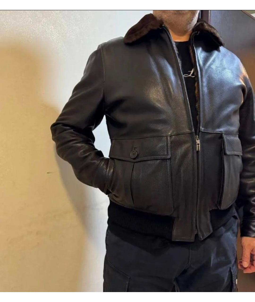 ERMENEGILDO ZEGNA XXX Черная кожаная куртка, фото 3