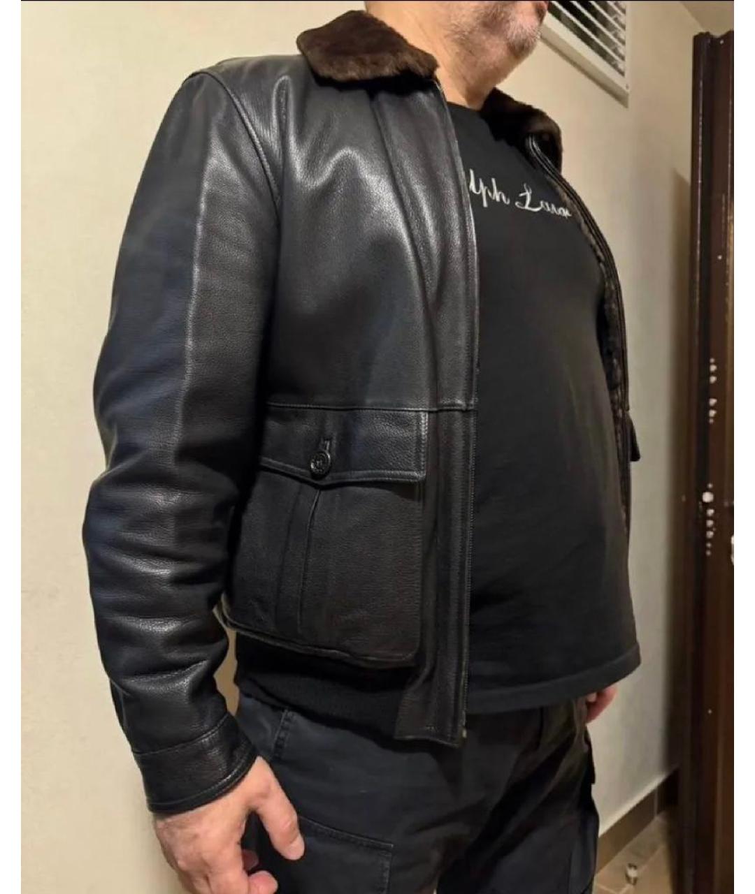 ERMENEGILDO ZEGNA XXX Черная кожаная куртка, фото 4