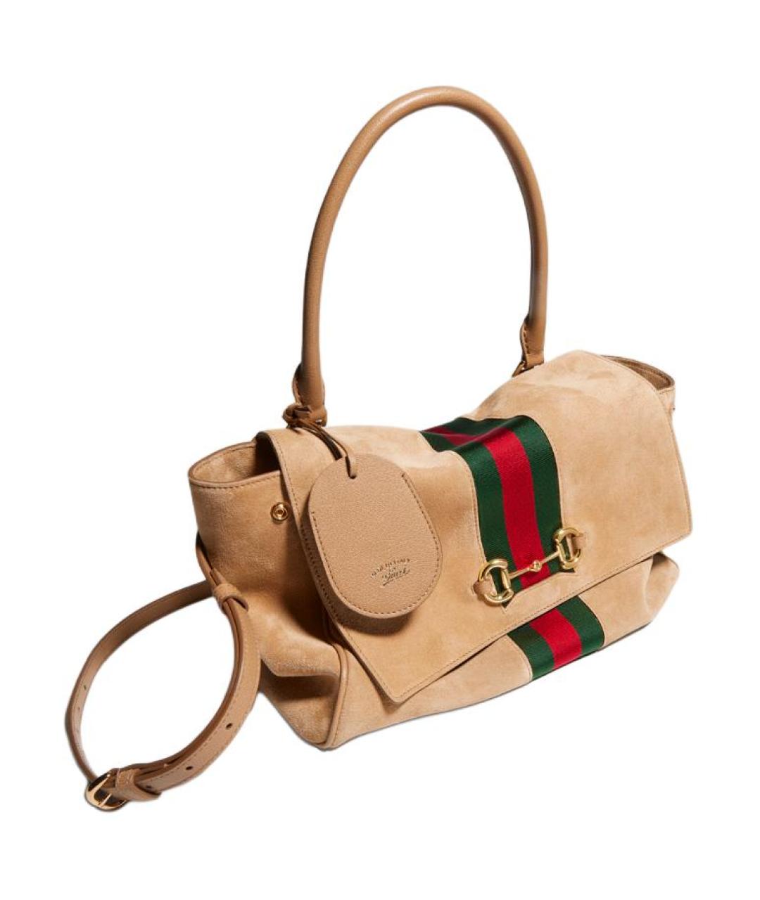 GUCCI Бежевая замшевая сумка с короткими ручками, фото 2