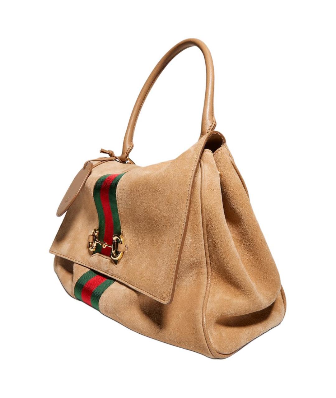 GUCCI Бежевая замшевая сумка с короткими ручками, фото 3