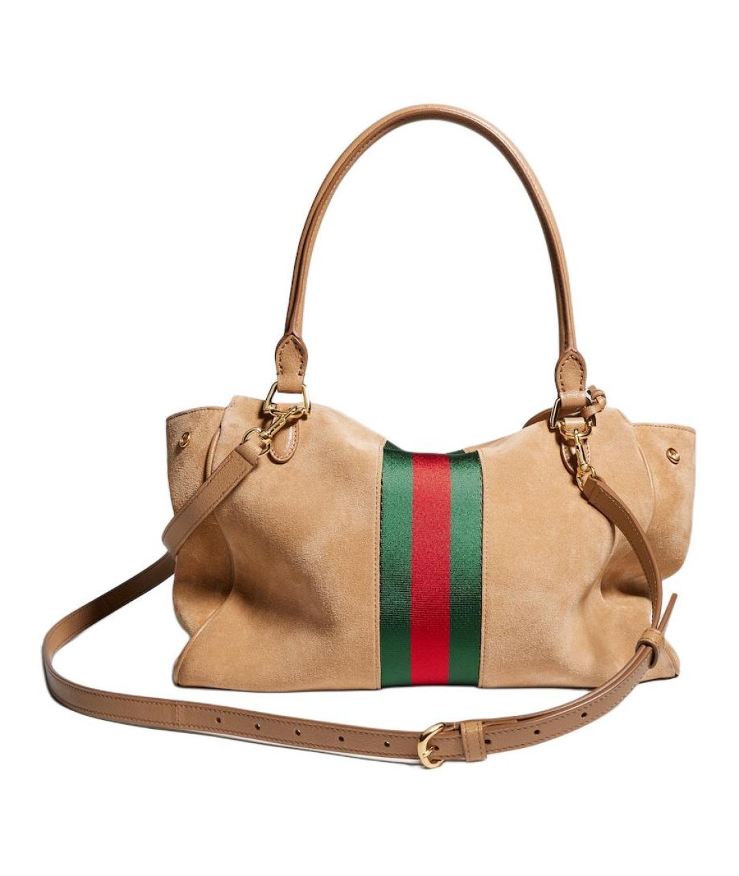 GUCCI Бежевая замшевая сумка с короткими ручками, фото 4