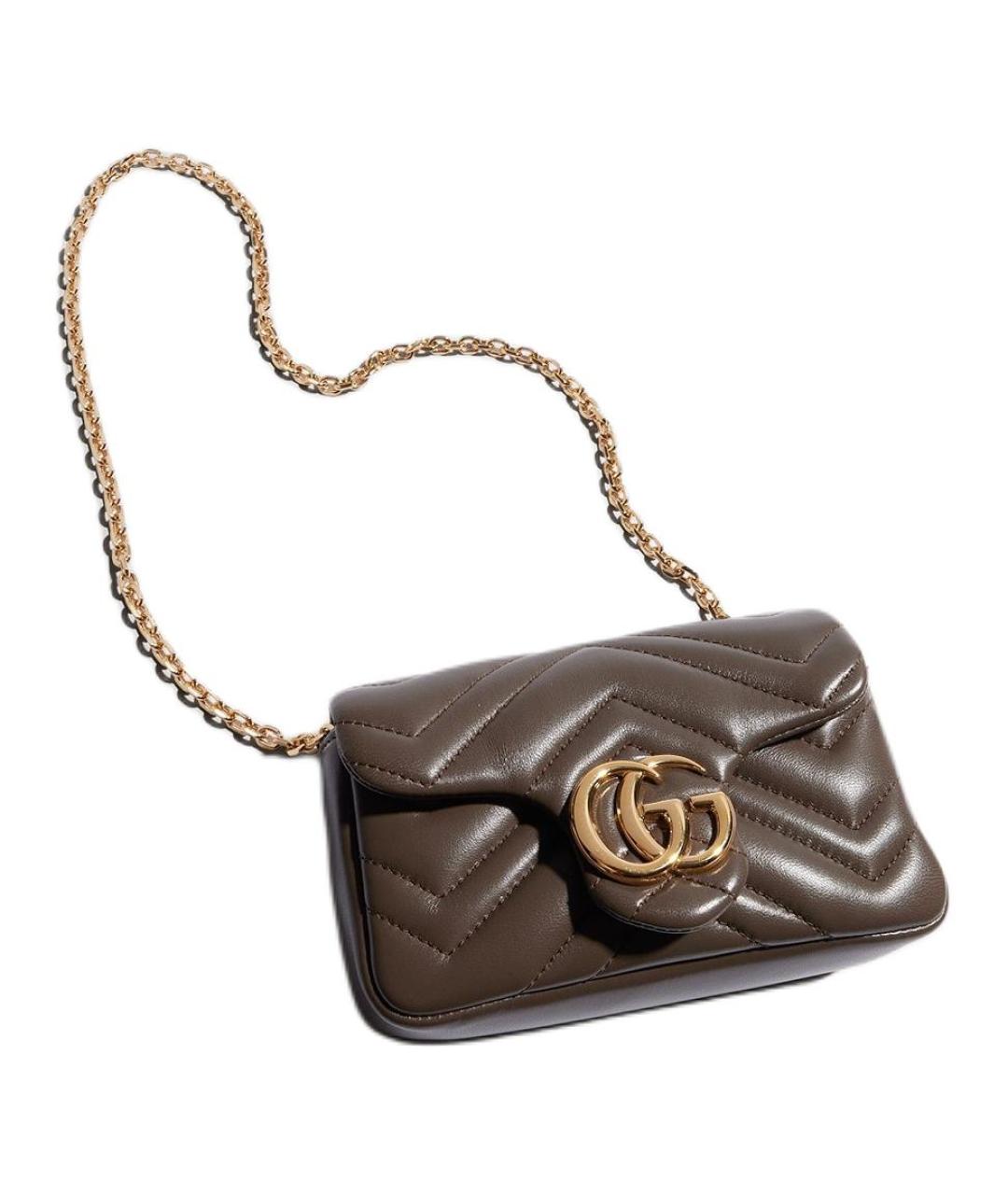 GUCCI Коричневая кожаная сумка через плечо, фото 3