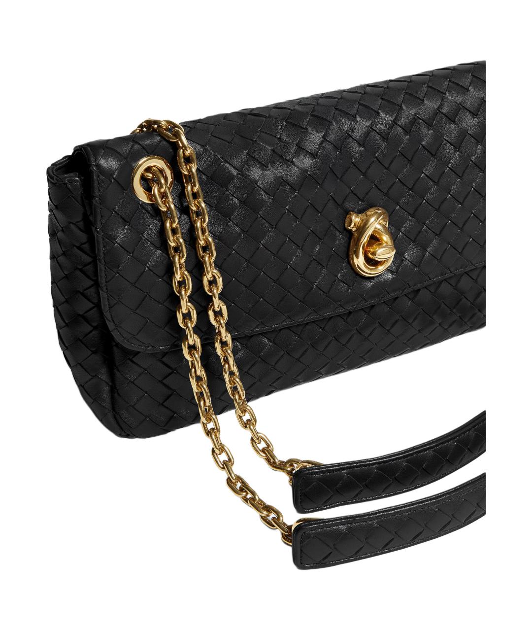 BOTTEGA VENETA Черная кожаная сумка через плечо, фото 5