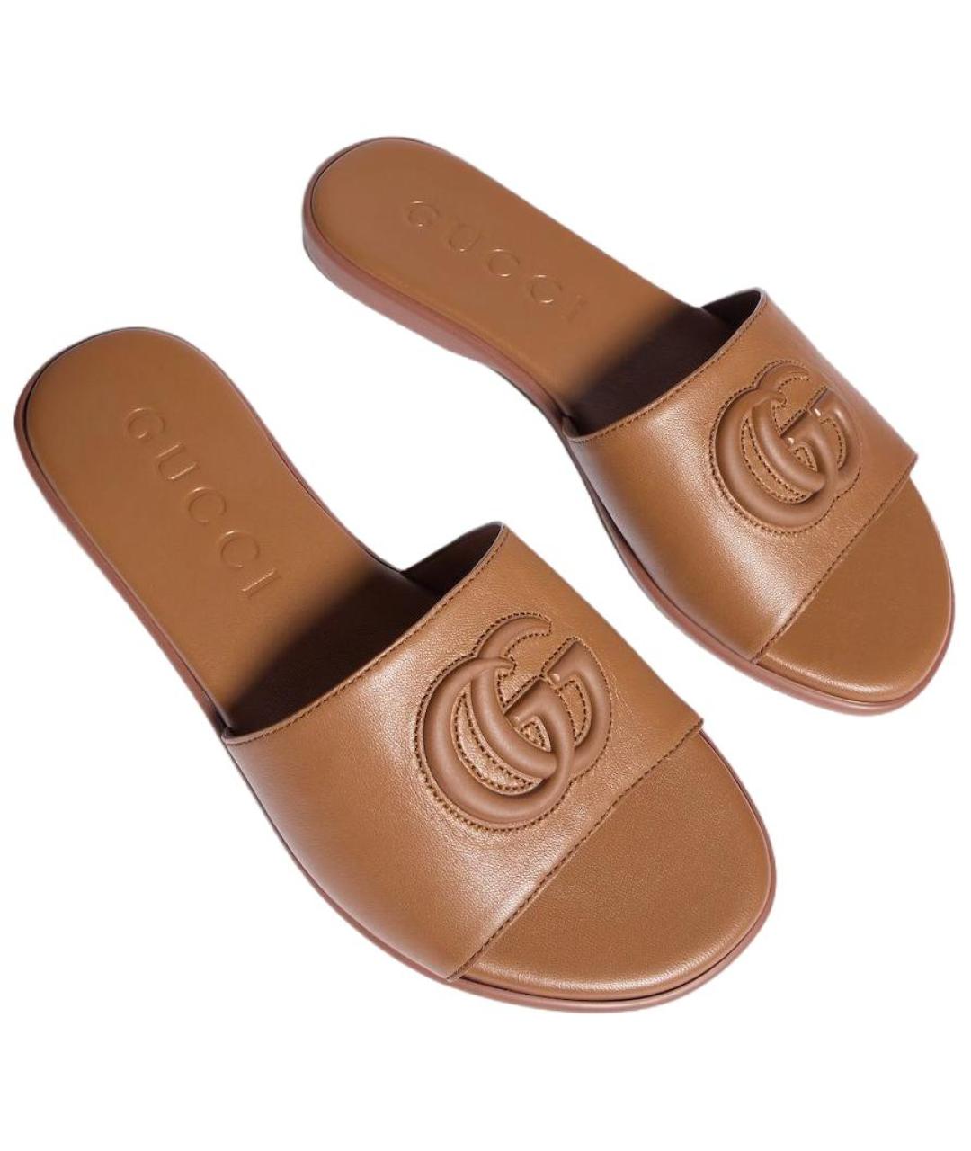 GUCCI Коричневые кожаные сандалии, фото 3