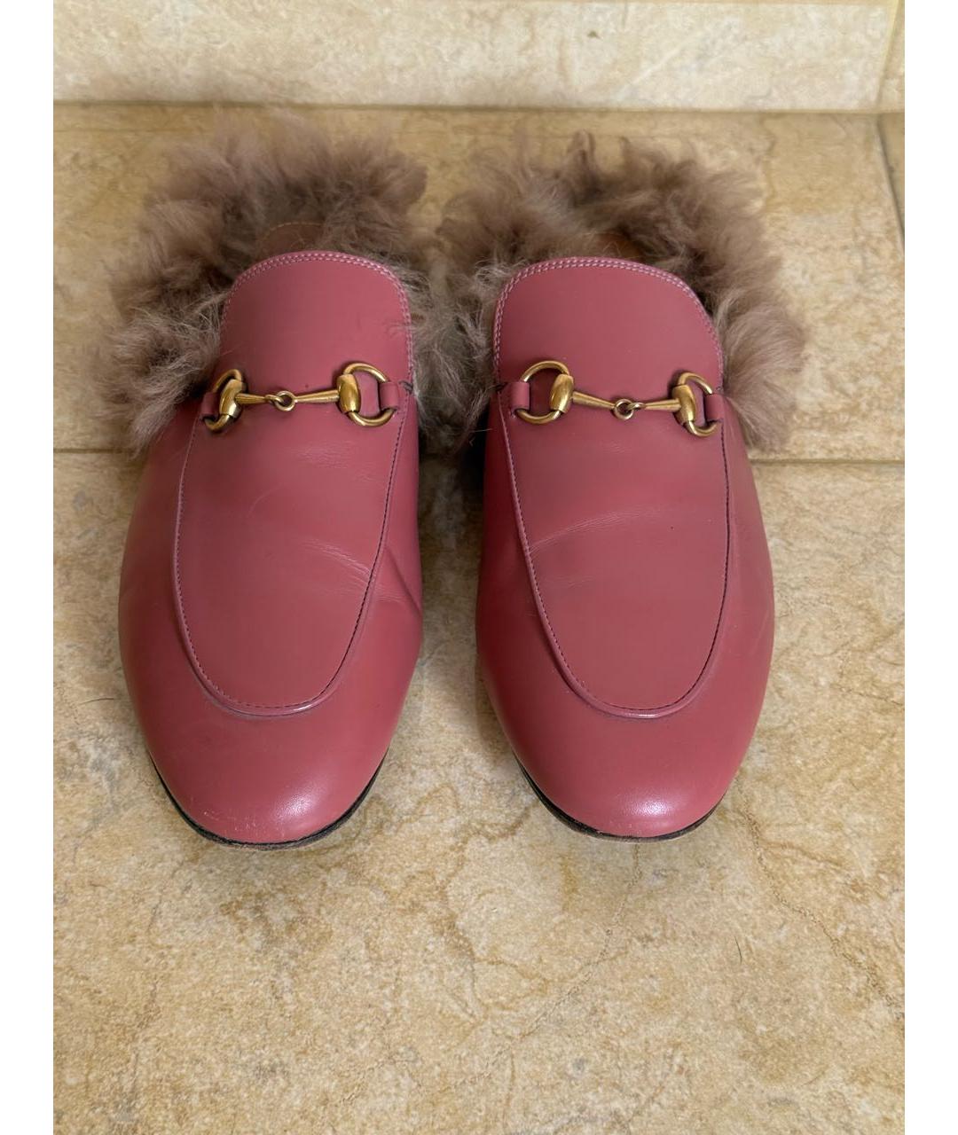 GUCCI Розовые кожаные мюли, фото 6