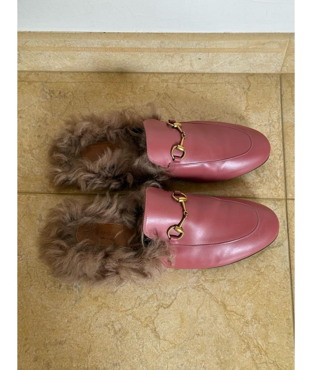 GUCCI Розовые кожаные мюли, фото 5