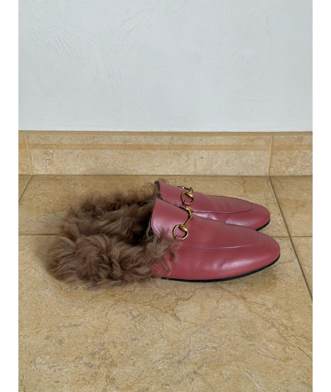 GUCCI Розовые кожаные мюли, фото 8