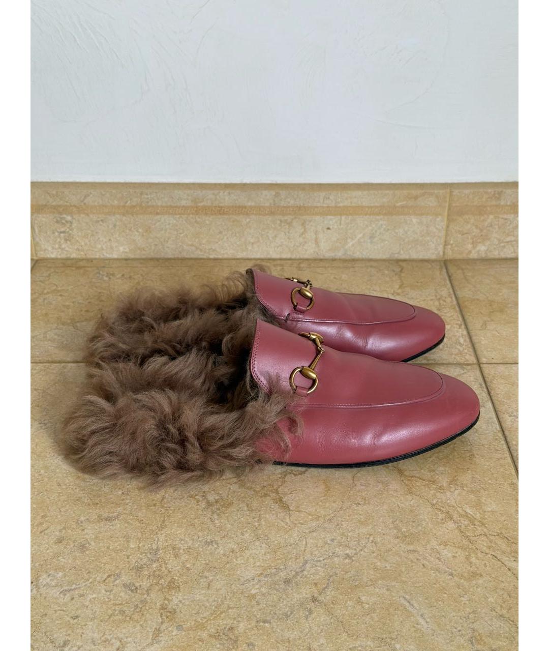 GUCCI Розовые кожаные мюли, фото 9