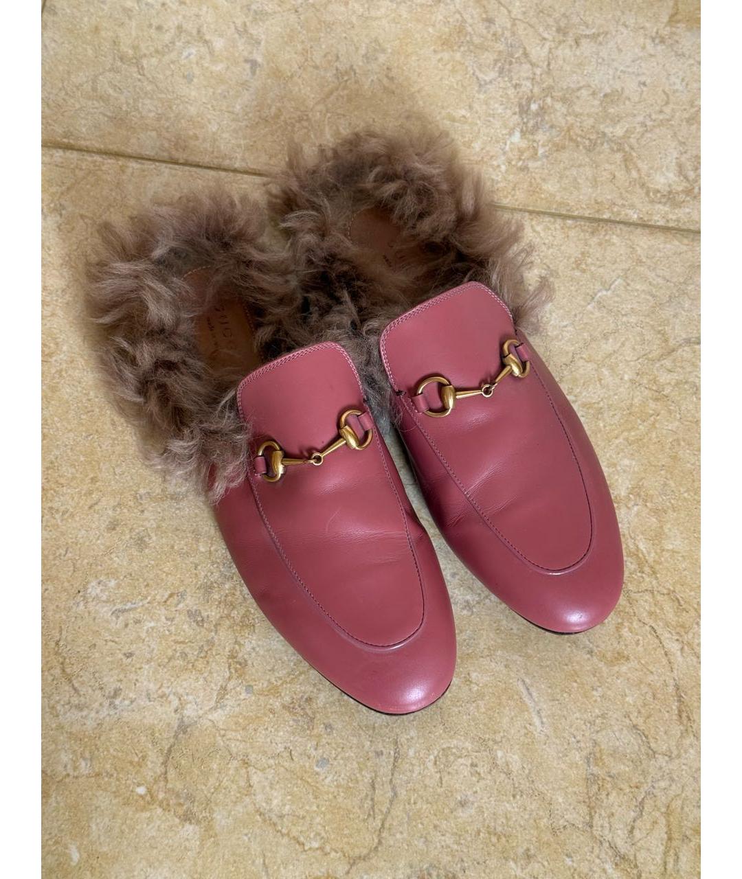 GUCCI Розовые кожаные мюли, фото 7