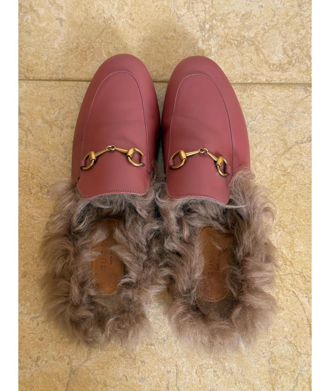 GUCCI Розовые кожаные мюли, фото 3
