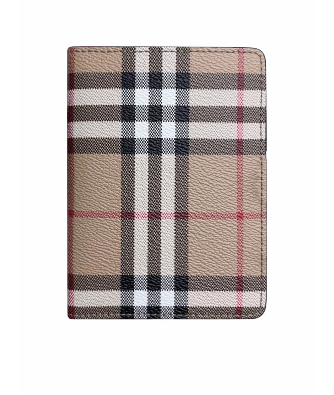 BURBERRY Бежевый кожаный кардхолдер, фото 1