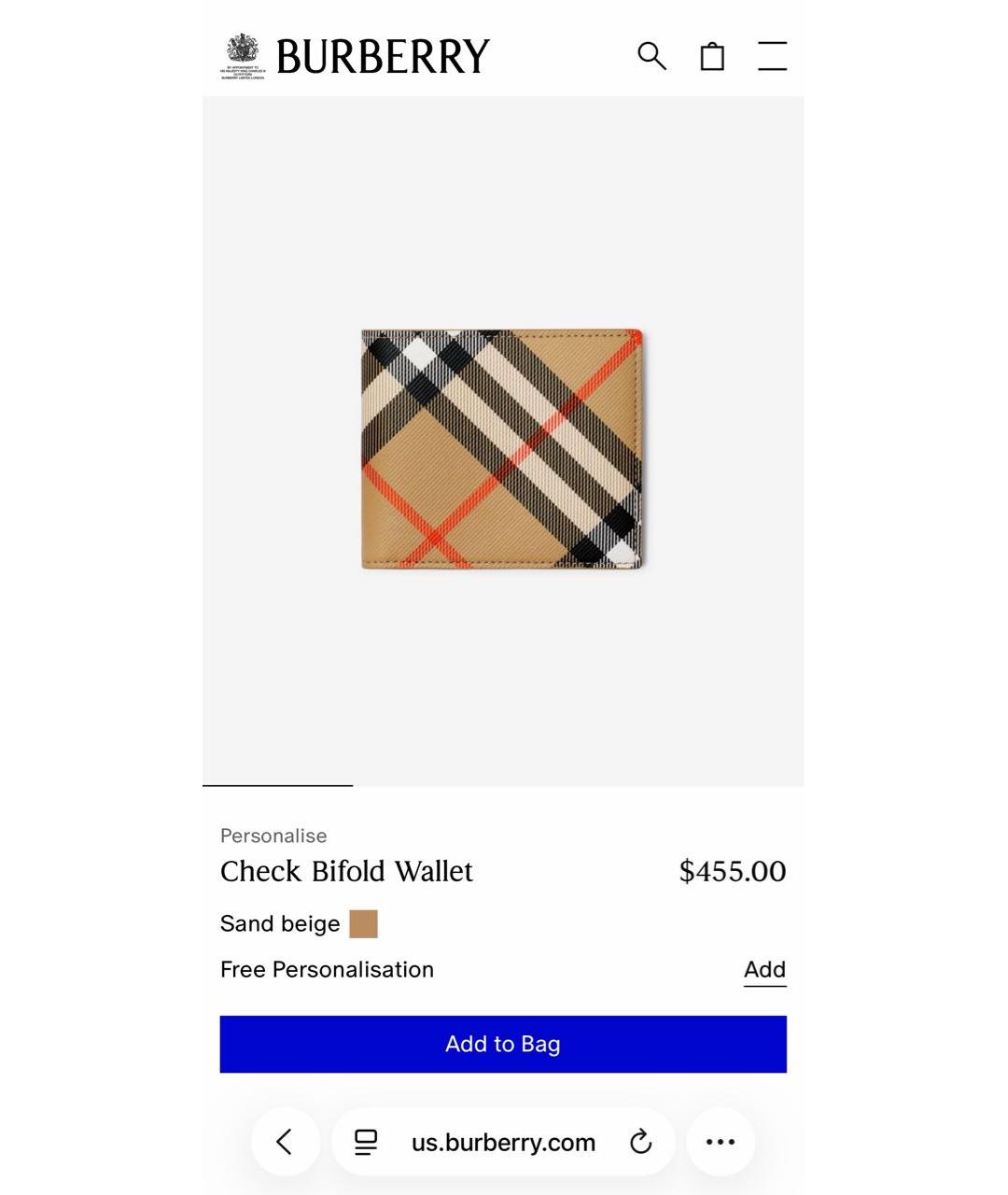 BURBERRY Бежевый кожаный кошелек, фото 8