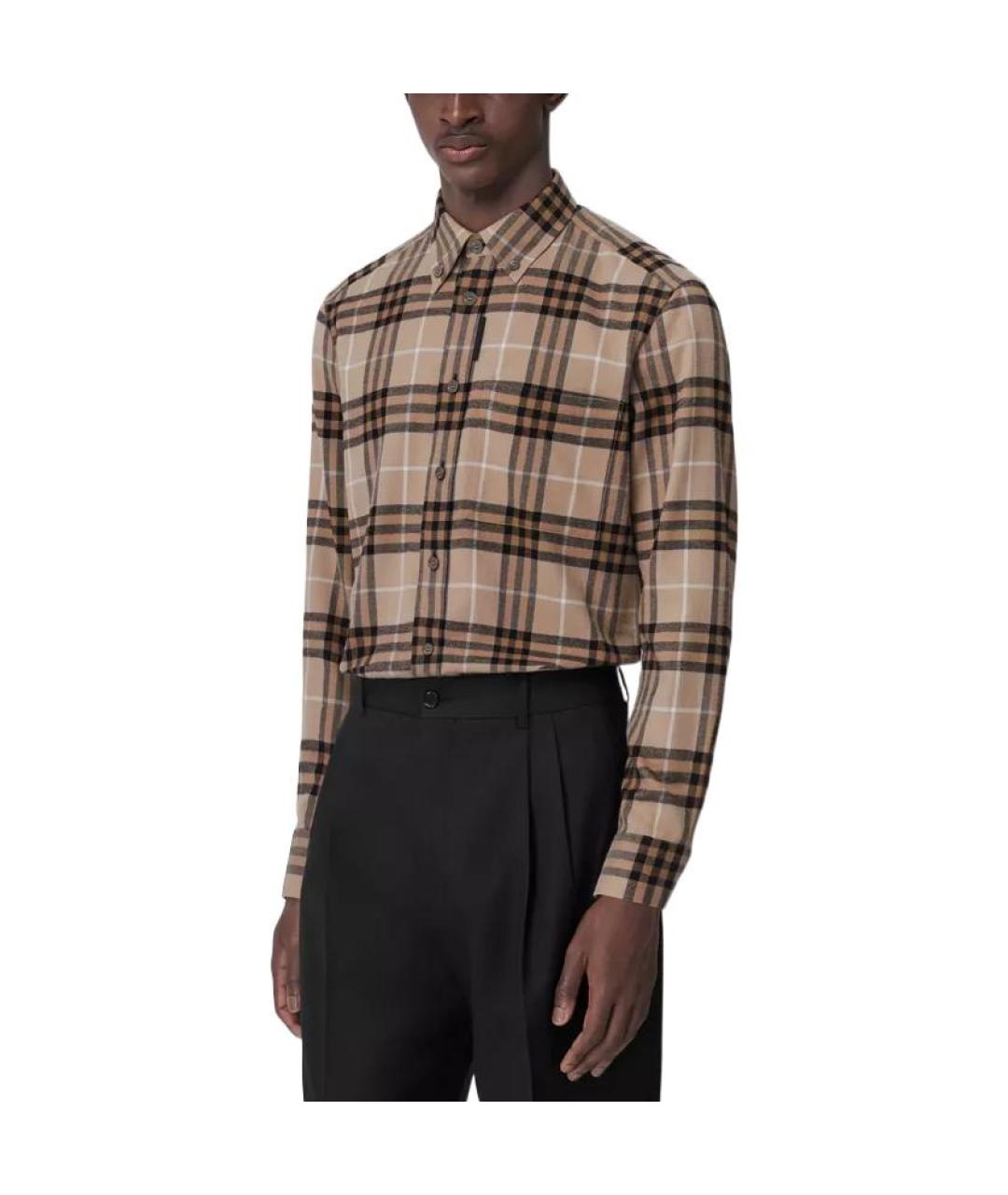 BURBERRY Бежевая хлопковая кэжуал рубашка, фото 4