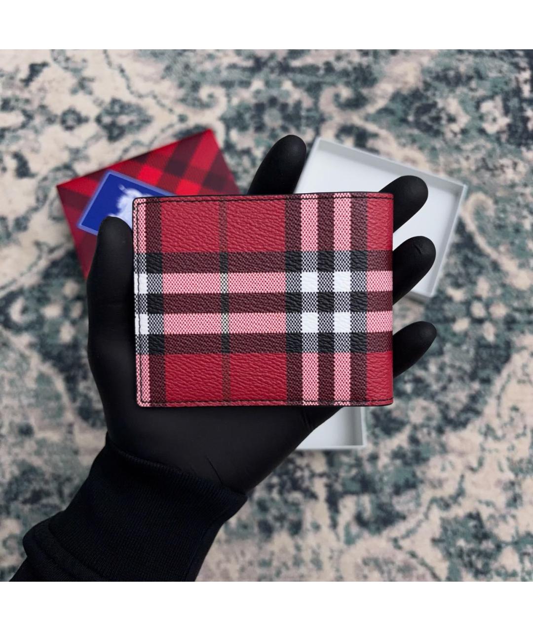 BURBERRY Красный кожаный кошелек, фото 3