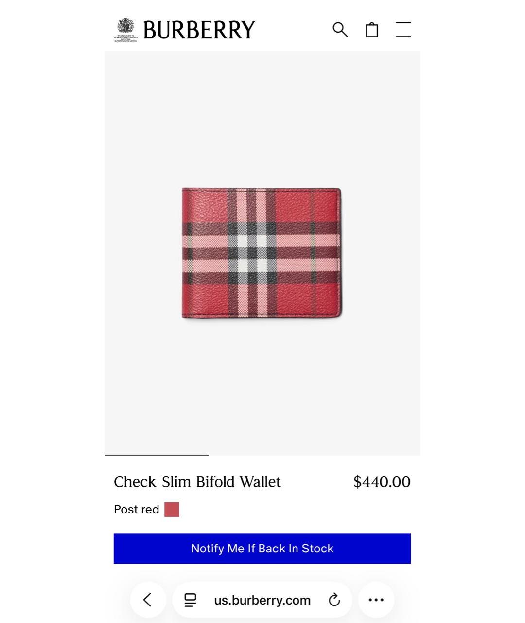 BURBERRY Красный кожаный кошелек, фото 8
