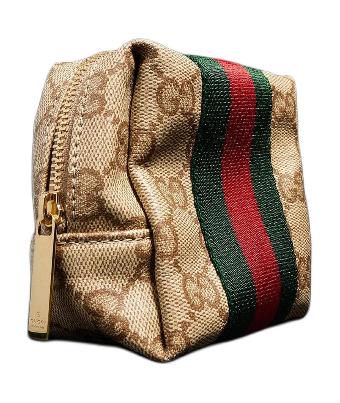 GUCCI Бежевая косметичка из канвы, фото 3